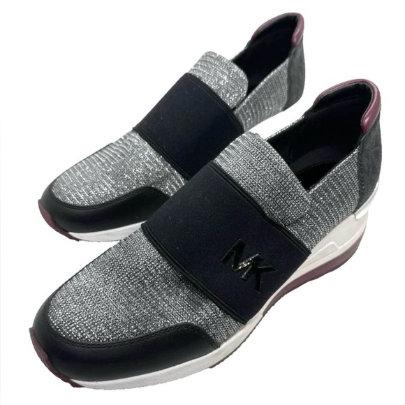 Michael Kors Women's Felix Trainer Glitter Mesh Slip-on Sneakers - Picture 7 of 8